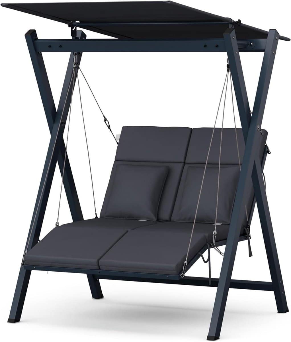 schommelbank 2 zits tuinbank buiten ontspannen verstelbare rugleuning