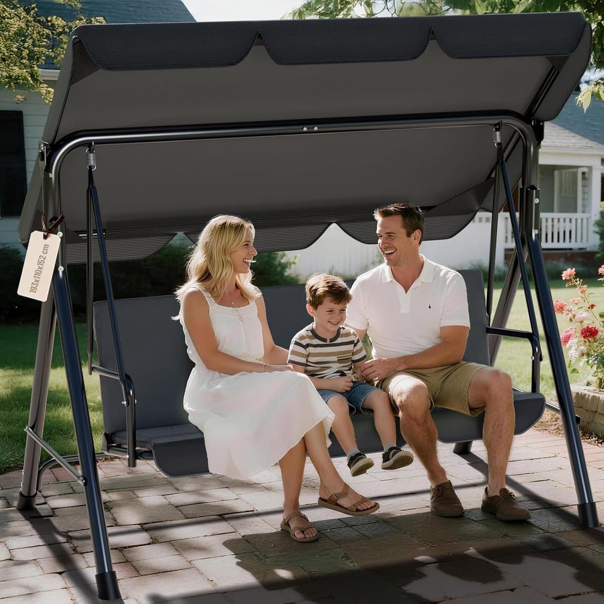 schommelbank 3 zits tuinschommel met dak ontspannen in de