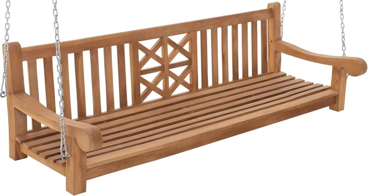 schommelbank tuin buitenbank ontspannen buiten weerbestendig teak