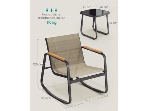 Schommelstoel Balkonset ABTkantoor - 2-Persoons Tuinmeubelset Geelbruin met Tafel