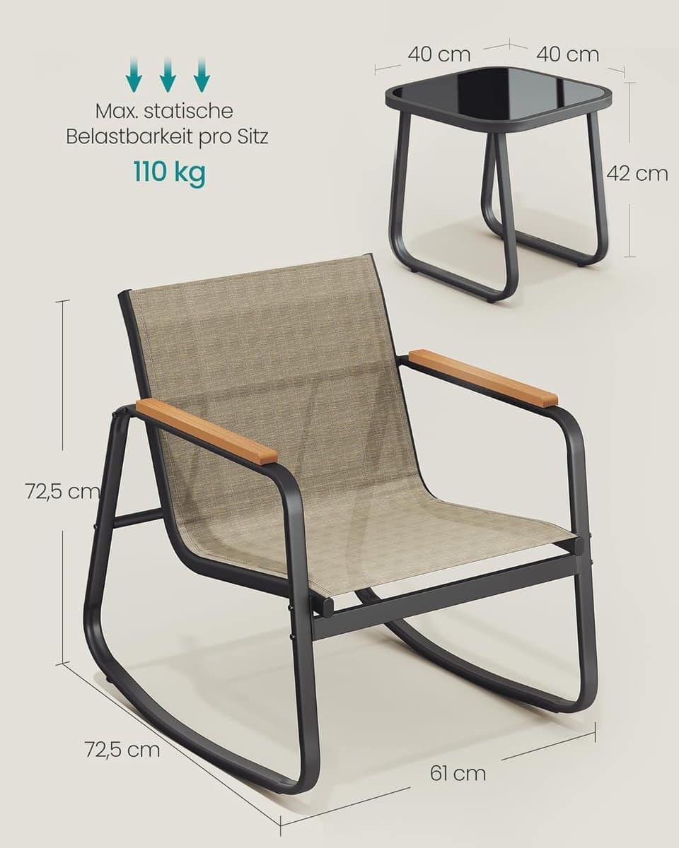 schommelstoel balkonset abtkantoor 2 persoons tuinmeubelset geelbruin met tafel