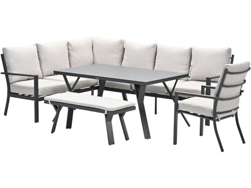 Sergio aluminium lounge-diningset - 8-persoons - links - zand