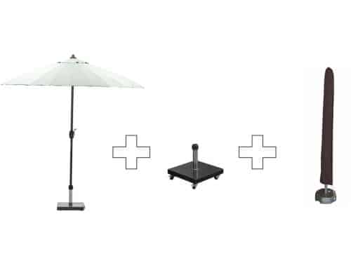 Set ronde Manilla parasol - met voet en hoes
