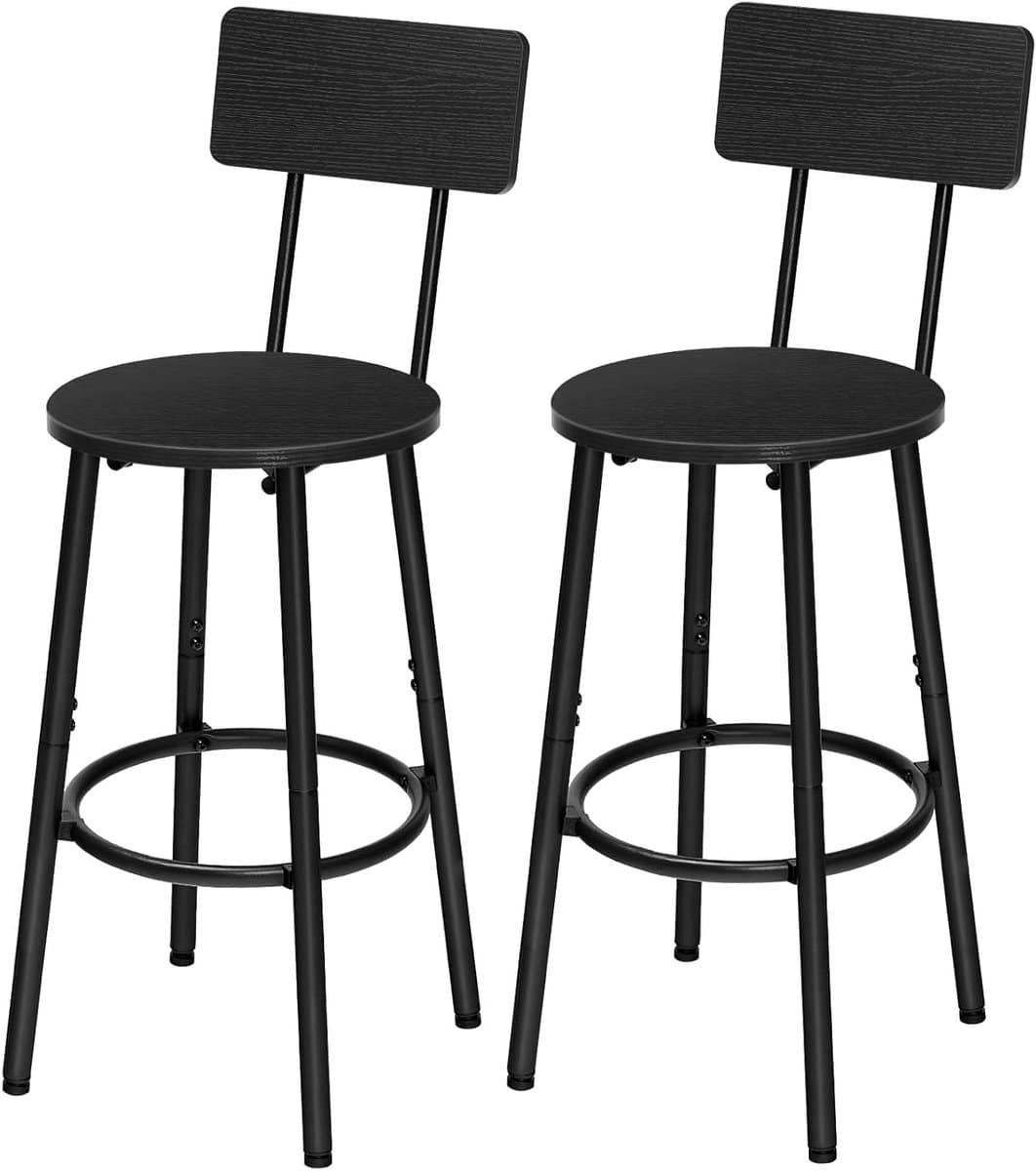 set van 2 barstoelen met rugleuning en voetsteun voor keuken