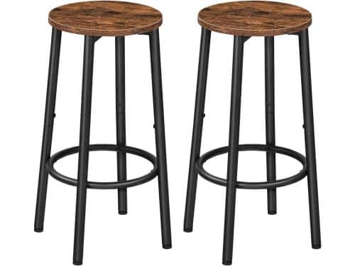 Set van 2 Barstoelen met Voetsteun, Ronde Ontbijtbarstoelen voor Keuken