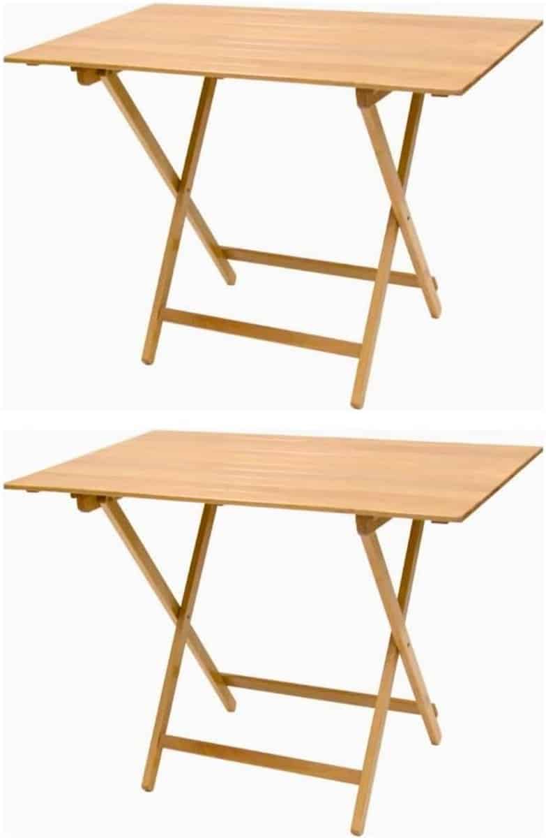 set van 2 klaptafels beer boomhout 80x60cm ruimtebesparend binnen