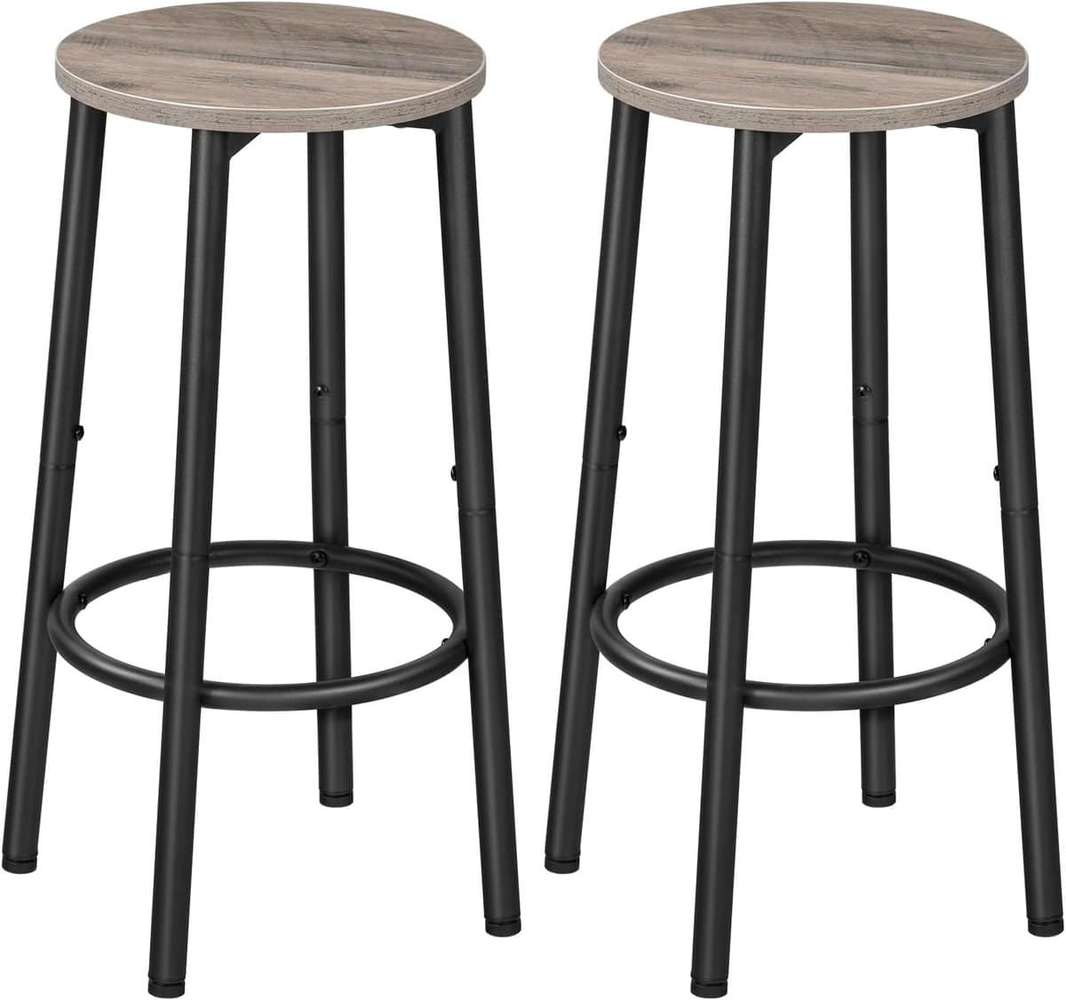 set van 2 ronde barstoelen met voetsteun voor keuken en