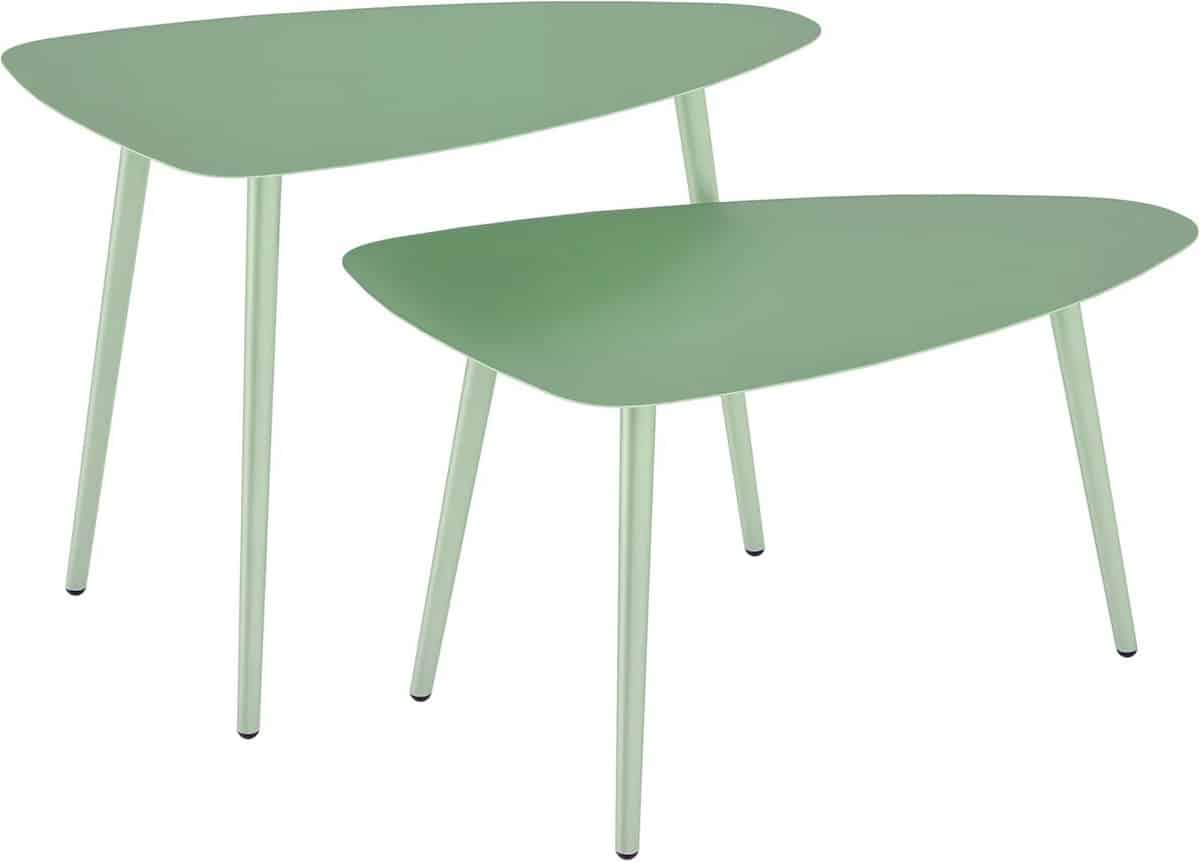 set van 2 uitschuifbare bijzettafels voor tuin en balkon, lichtgroen