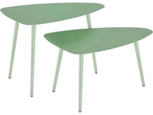 Set van 2 Uitschuifbare Bijzettafels voor Tuin en Balkon, Lichtgroen