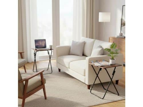 Set van 2 Vintage Klaptafels - Multifunctioneel Nachtkastje en Bijzettafel