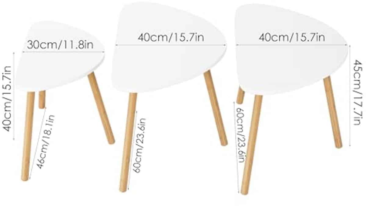 set van 3 bijzettafels voor woonkamer en tuin wit