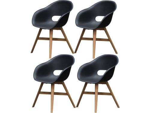 set van 4 Karlstad dining kuipstoel kunststof zwart