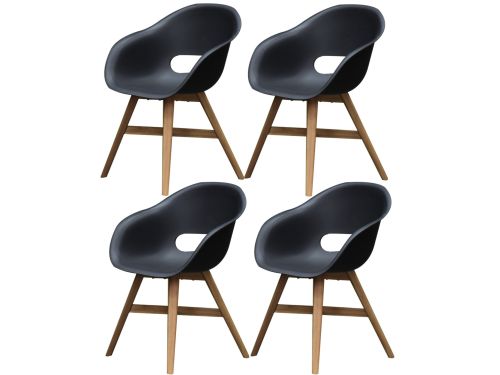 set van 4 Karlstad dining kuipstoel kunststof zwart