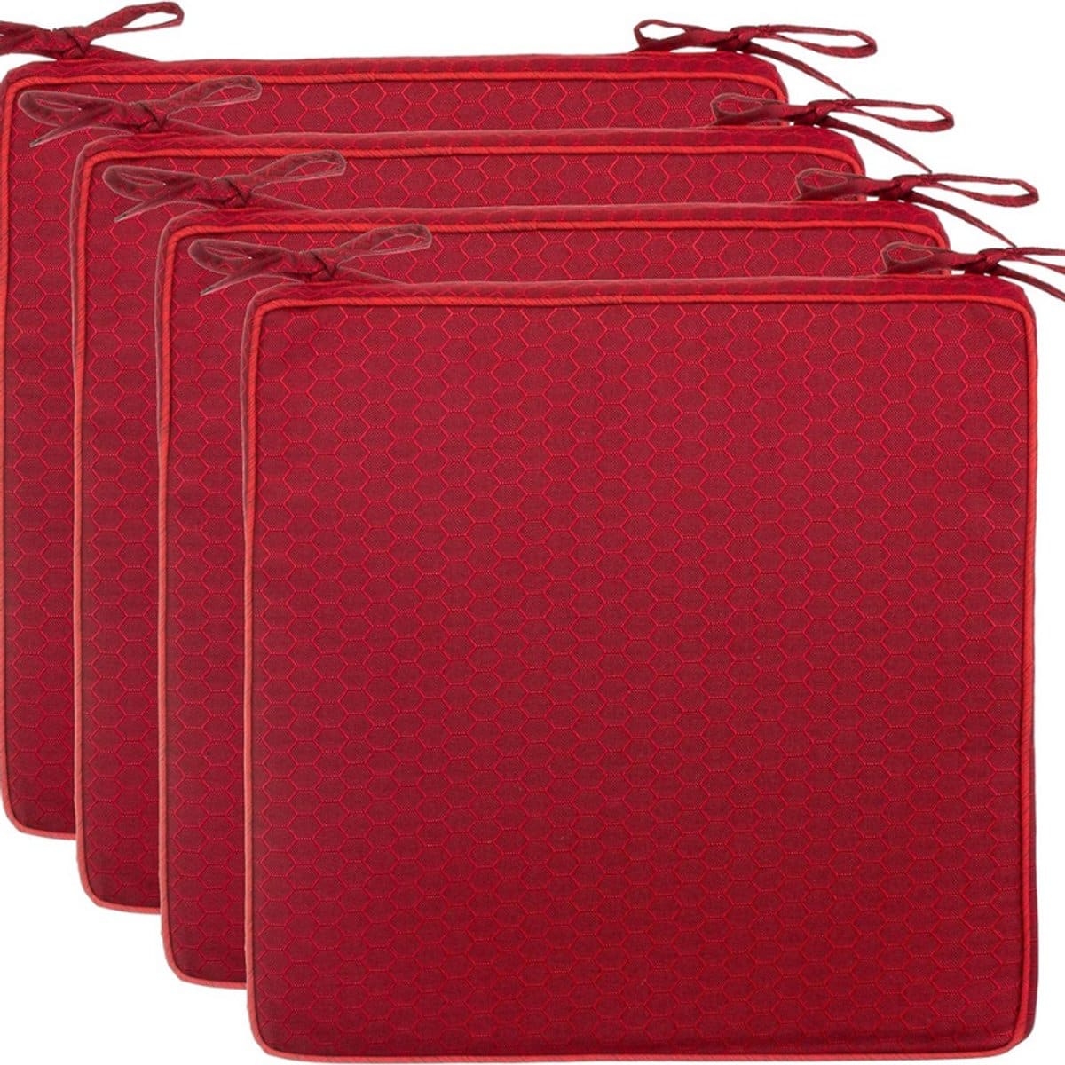set van 4 zitkussens 40x40x4 cm water en vuilafstotend