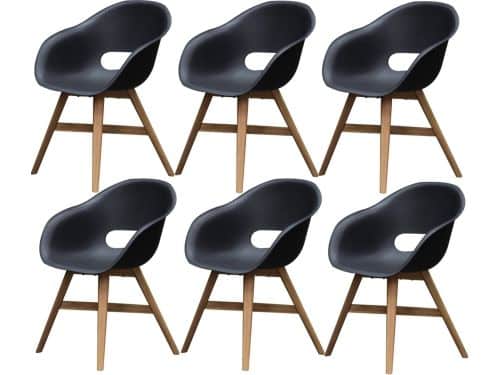 set van 6 Karlstad dining kuipstoel kunststof zwart