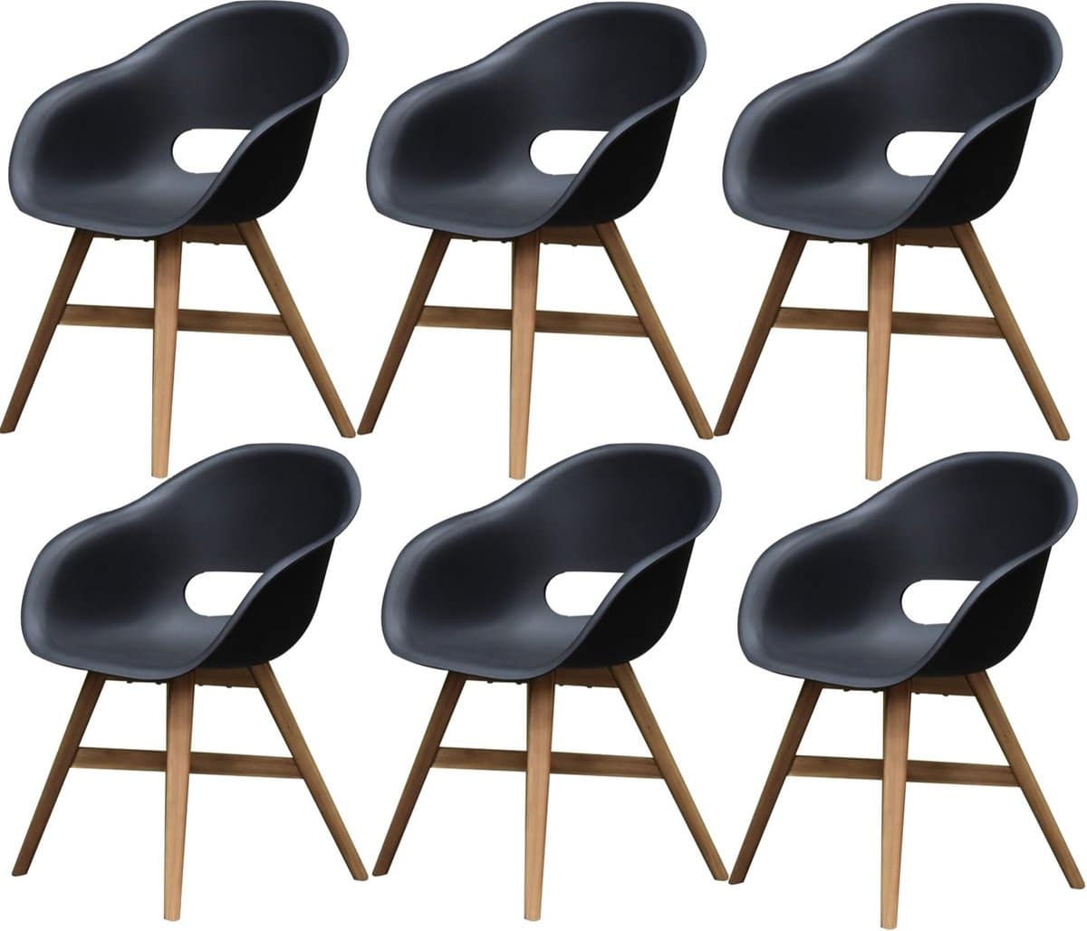 set van 6 karlstad dining kuipstoel kunststof zwart