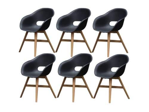 set van 6 Karlstad dining kuipstoel kunststof zwart