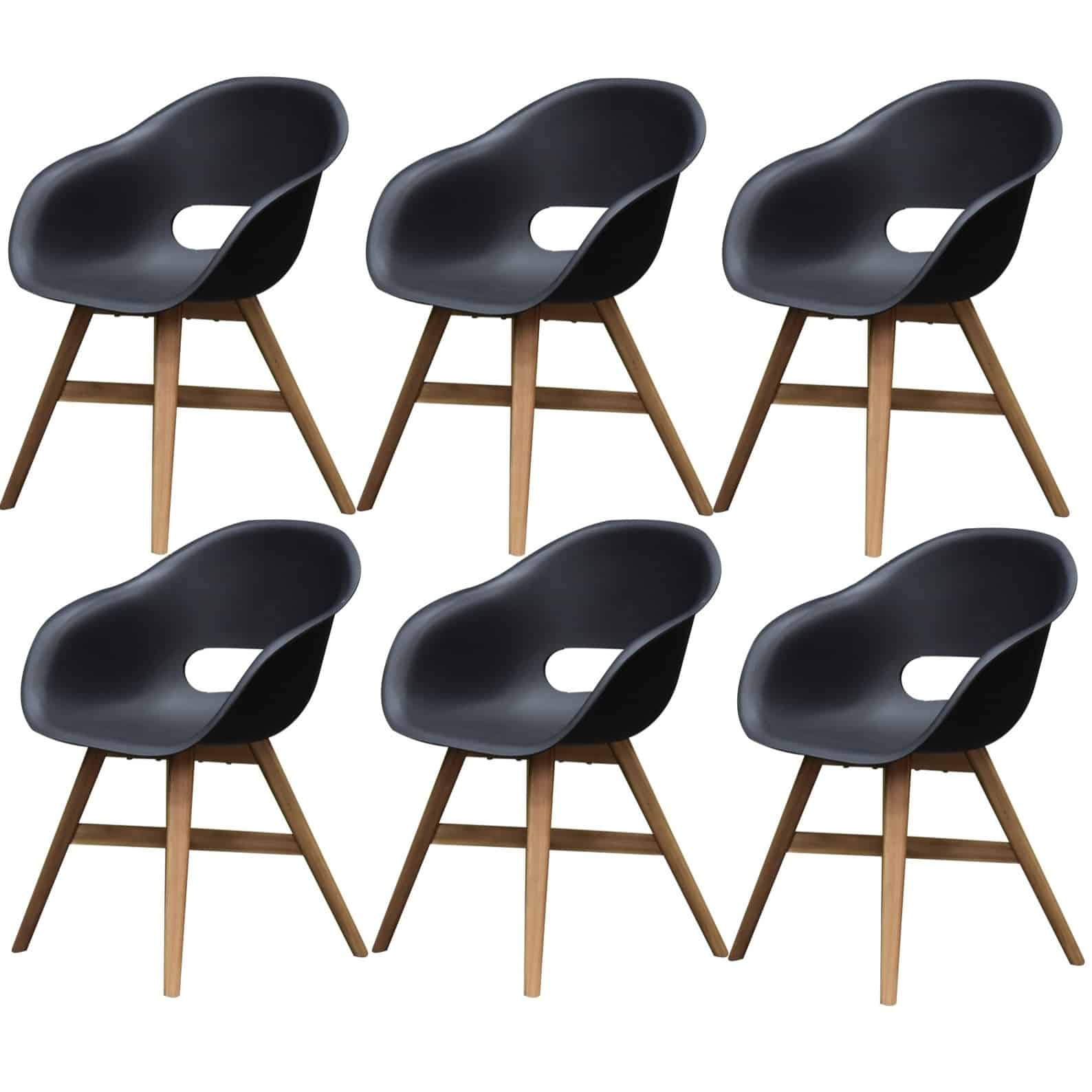 set van 6 karlstad dining kuipstoel kunststof zwart
