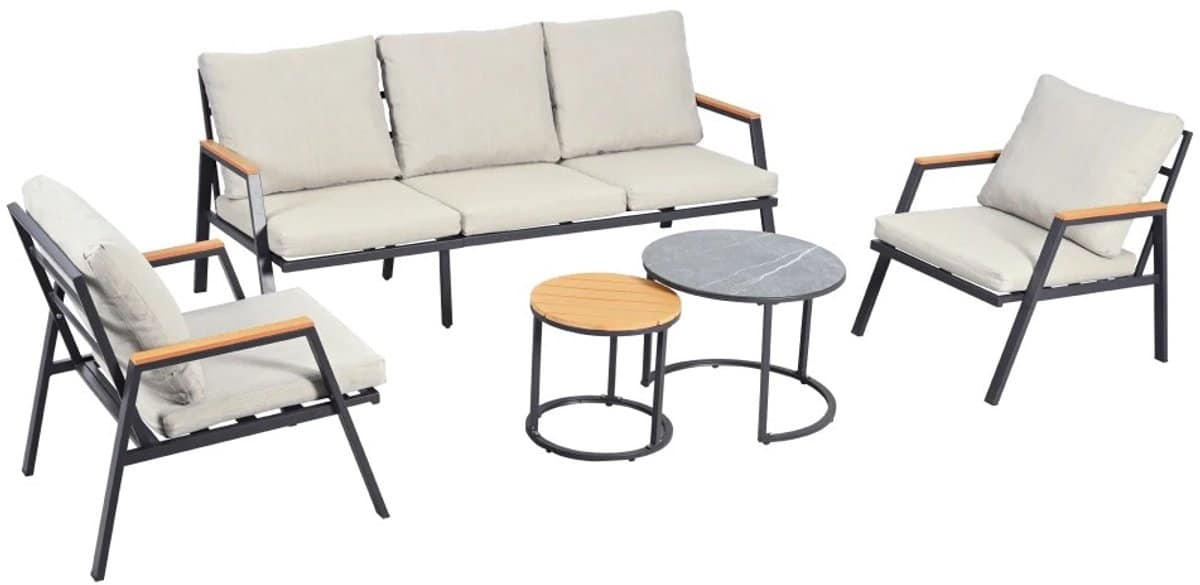 shopwizz tuinset 5 personen inclusief twee tafels