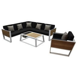 showroommodel higold york hoek loungeset 5 delig wit aluminium