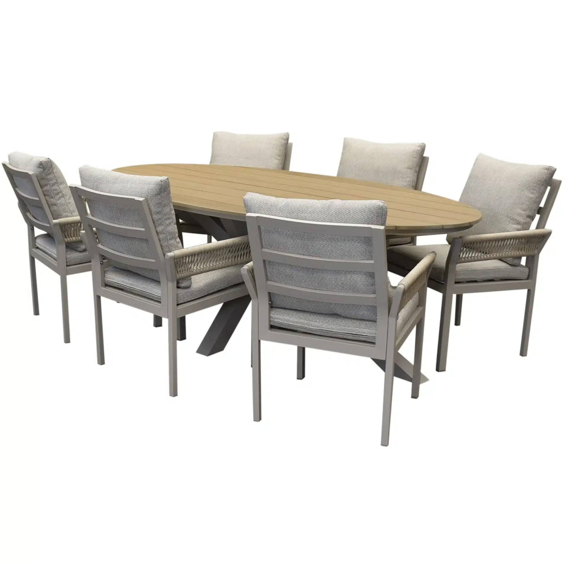 showroommodel saigon salvador dining tuinset ovaal 220x115xh75 cm 7 delig polywood zand