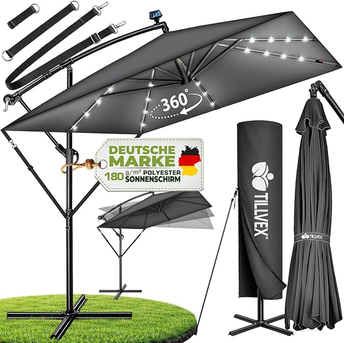 solaris pro luxe vierkante zweefparasol 235 x 235 cm