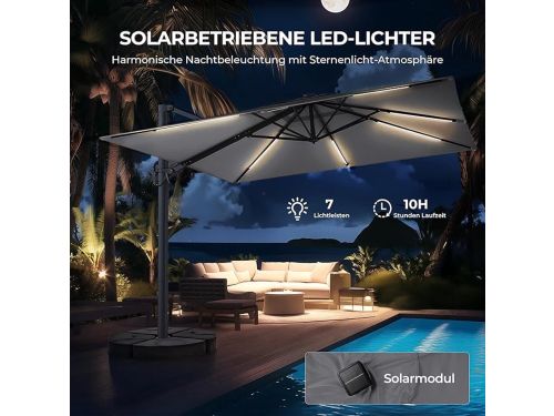 Solaris Royal LED Zweefparasol 300 x 300 cm