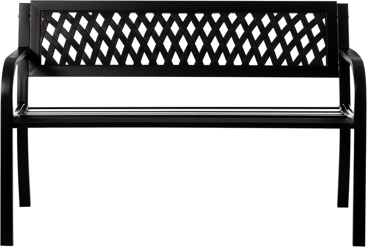 stalen tuinbank parkbank buiten ontspannen buitenleven duurzaam