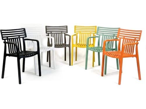 Stapelbare Tuinstoel met Armleuningen - Weerbestendig Buitenfauteuil