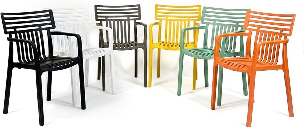 stapelbare tuinstoel met armleuningen weerbestendig en uv bestendig