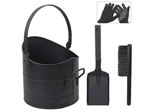 Steenkool en Asemmer met Schop, Bezem en Handschoenen