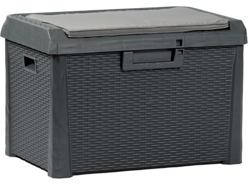 Stijlvolle Antraciete Opbergbox met Zitkussen - Tuinkist voor Buiten en