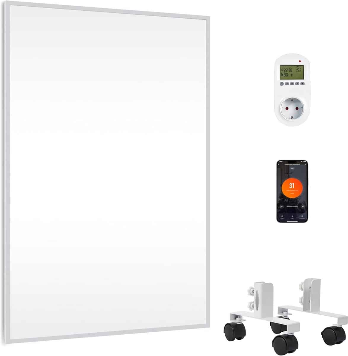 stille infrarood verwarming 600w, staand & wandmodel, slimme thermostaat, energiebesparend