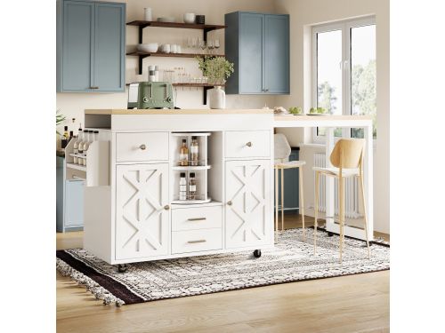 STILVORA Bartafel Met Uitschuifbaar Blad En Wielen - Voor Keuken