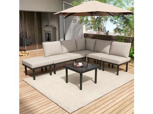 STILVORA Loungestoelset 6 Delig - Met Salontafel En Kussens