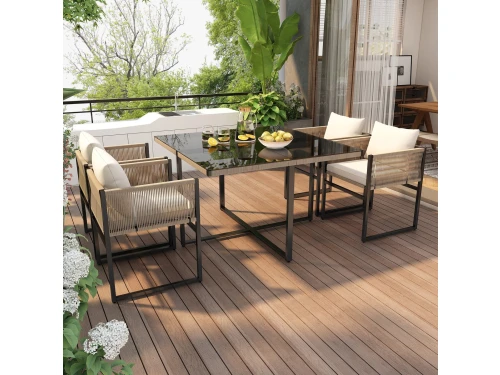STILVORA Tuin Eetset 110x110x74 Cm - 5 Delig Met 4