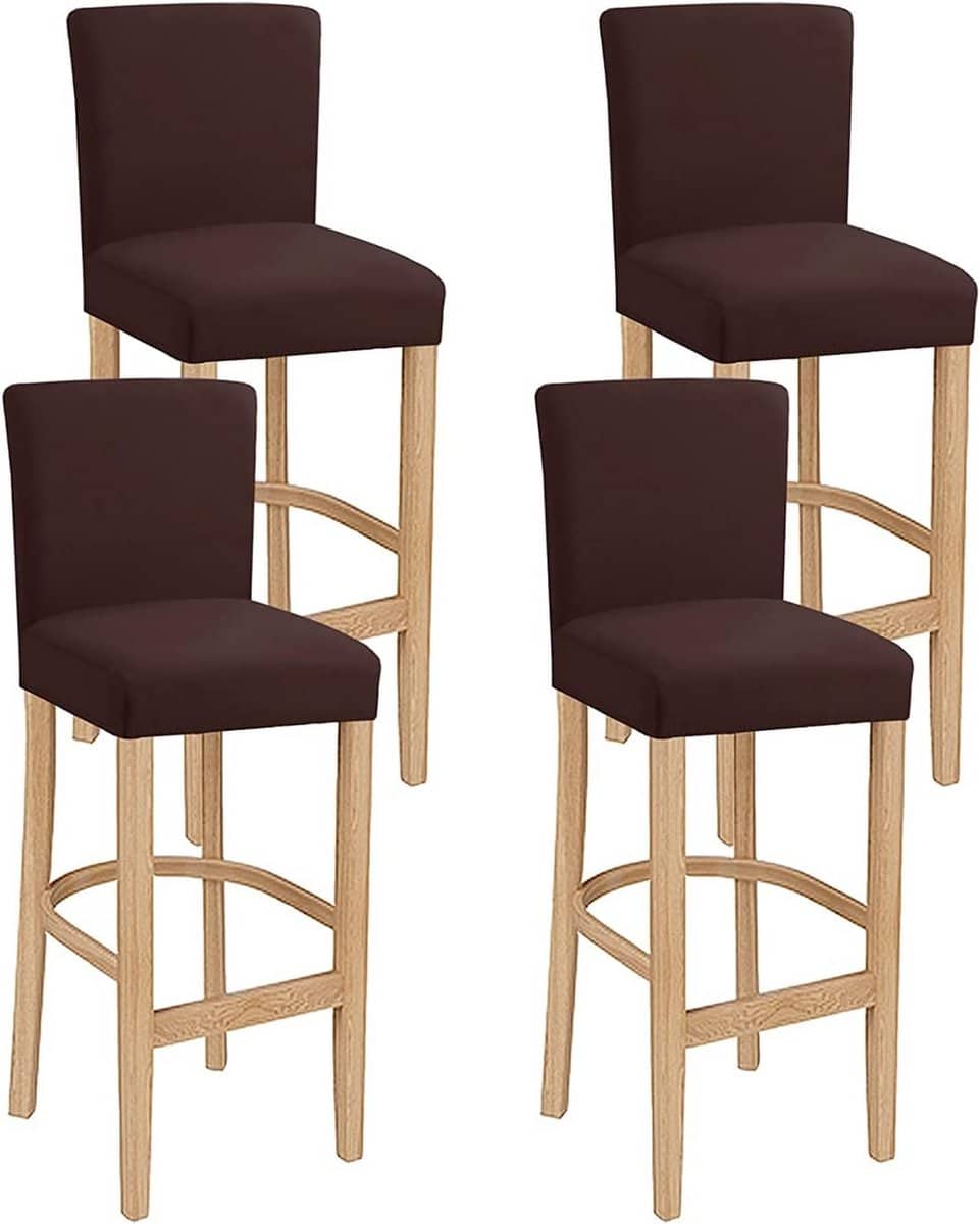 stretchy barkruk hoezen met rugleuning, 4 stuks, wasbaar