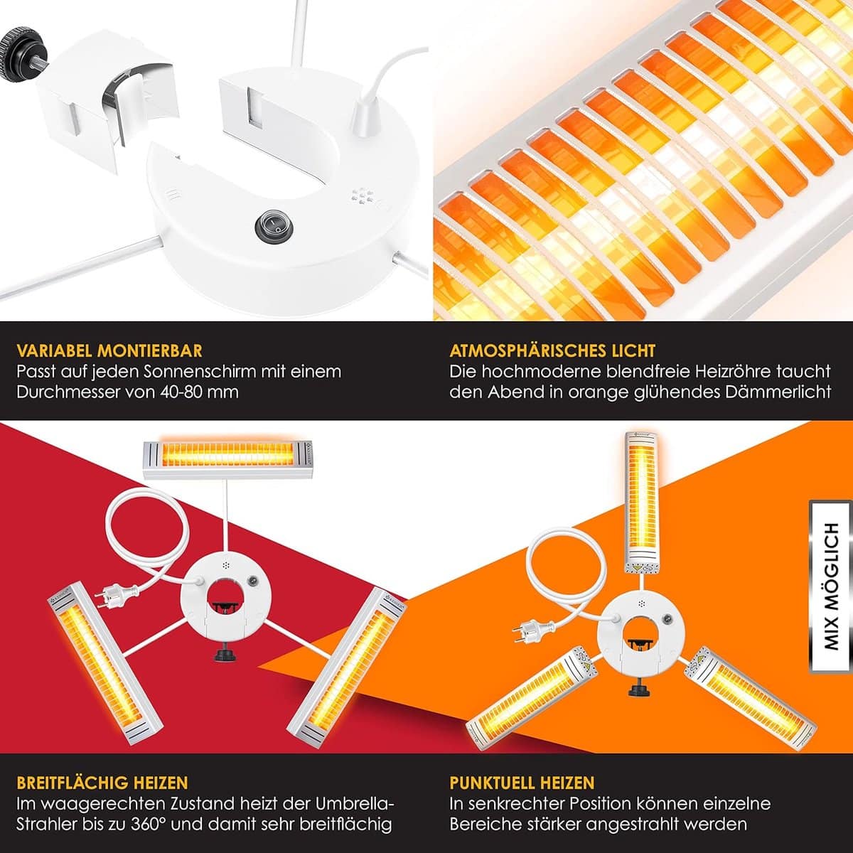 sunbeam pro 3000 infrarood parasolverwarming professionele terrasverwarmer met 360°