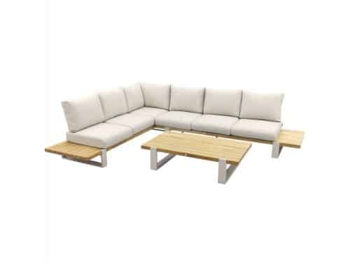 SUNS Nardo hoek loungeset 3 delig naturel mixed weave / camel sand teak