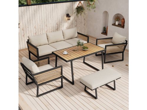 Sweiko Tuin Dining loungeset - 5-delige Tuinmeubelen - 3 zits