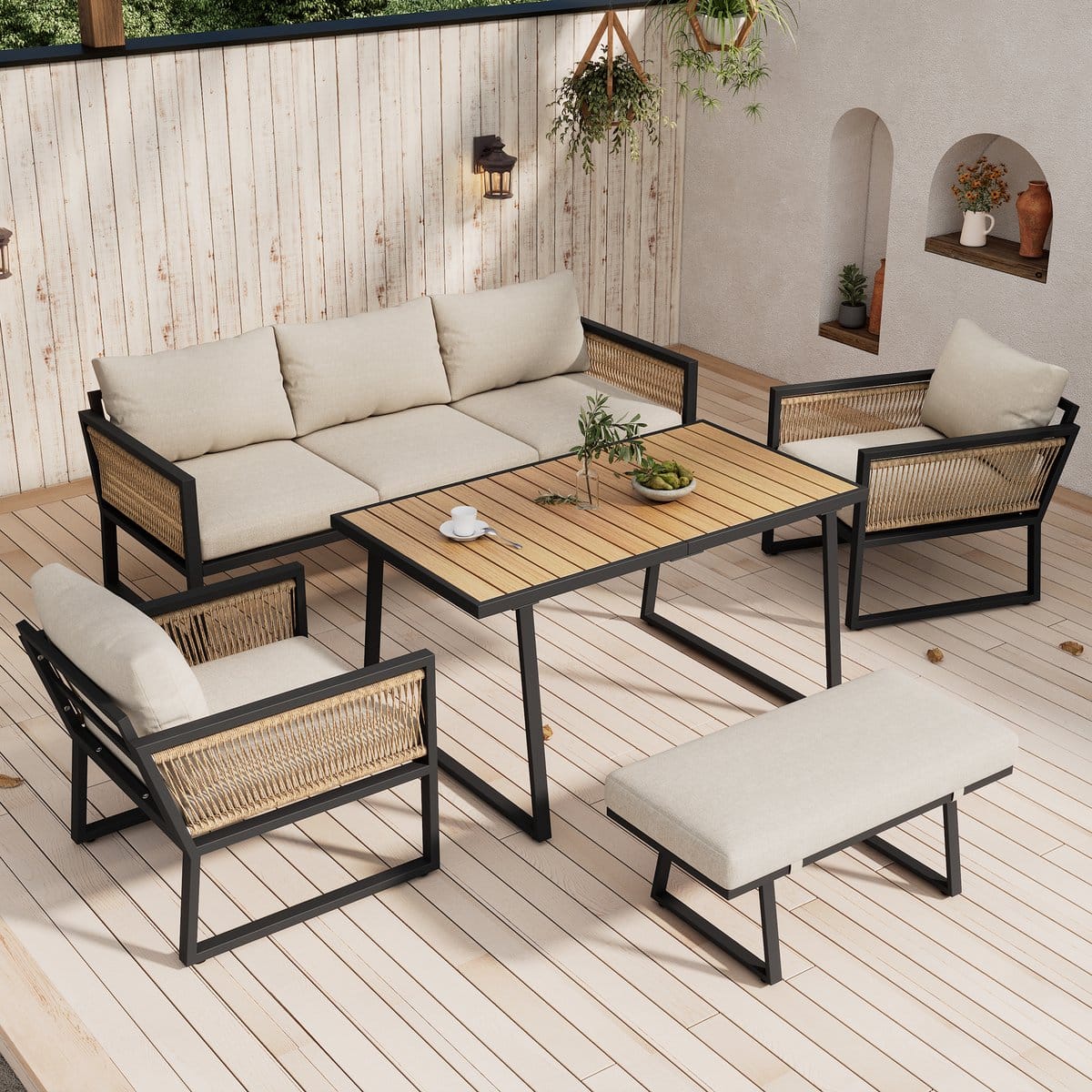 sweiko tuin dining loungeset 5 delige tuinmeubelen 3 zits