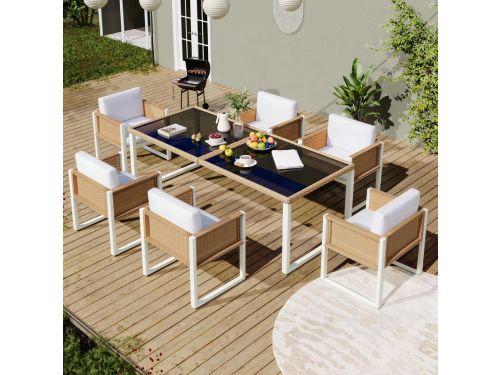 Sweiko Tuin Dining loungeset - kunstrattan - Eettafel + 6