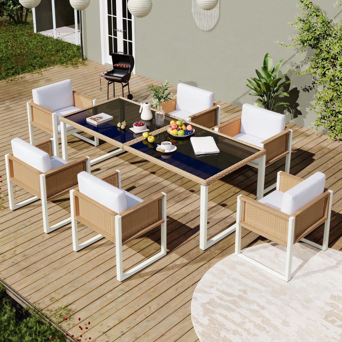 sweiko tuin dining loungeset kunstrattan eettafel + 6