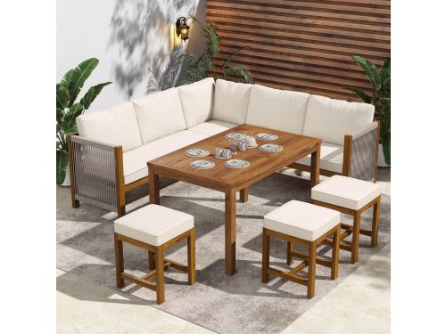 Sweiko Tuin Diningset - Hoekbank - Met eettafel - Voor