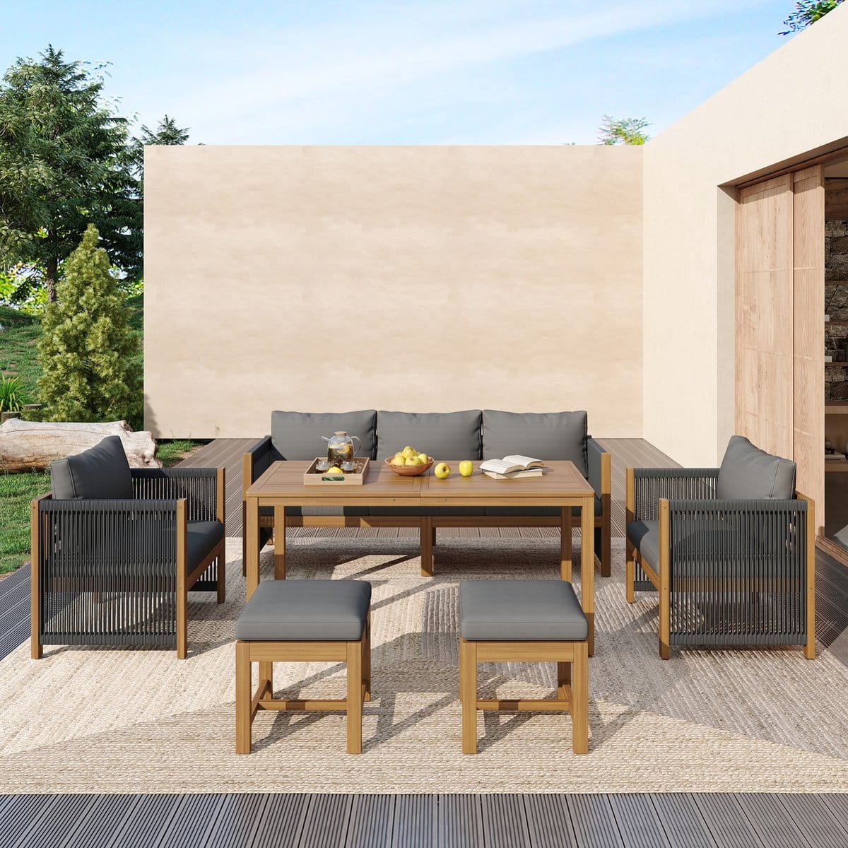 sweiko tuin loungeset 6 delige dining set 3 zits