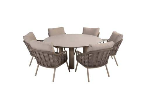 Taste by 4SO Donato low dining tuintafel met 6 Puglia low dining tuinstoel