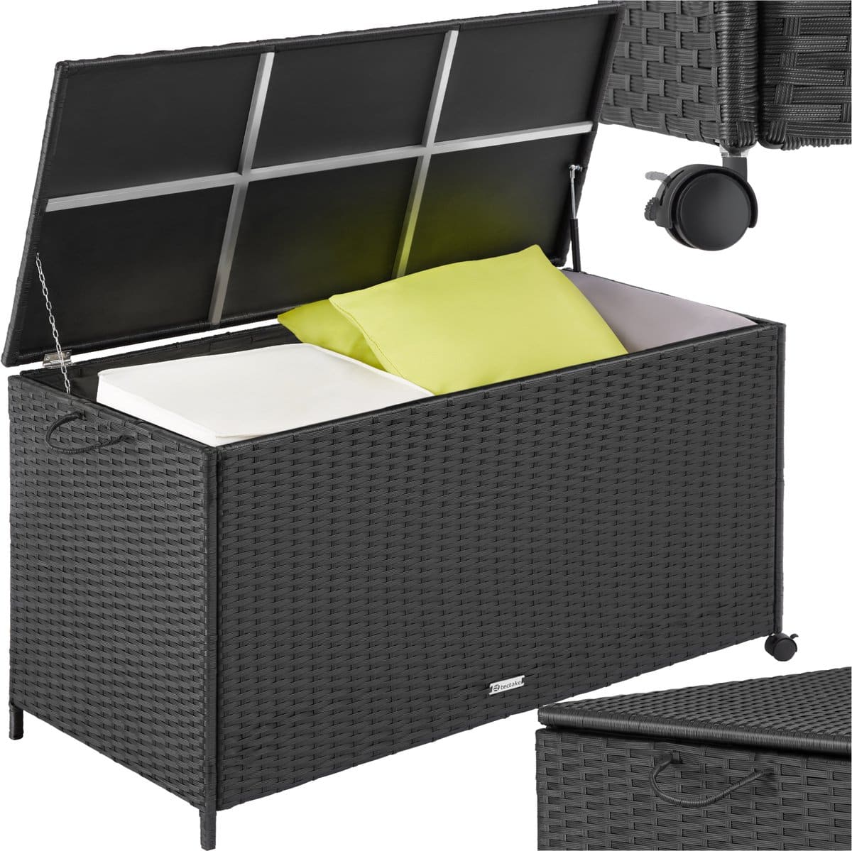 tectake® wicker opbergbox 297 l kussenbox voor buiten