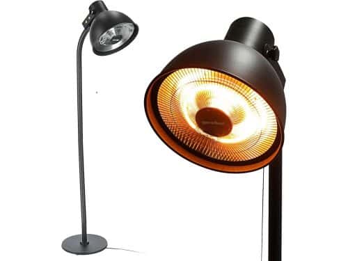 Terrasverwarmer 1500-2000 watt met spatwaterbescherming en 3 warmtestanden