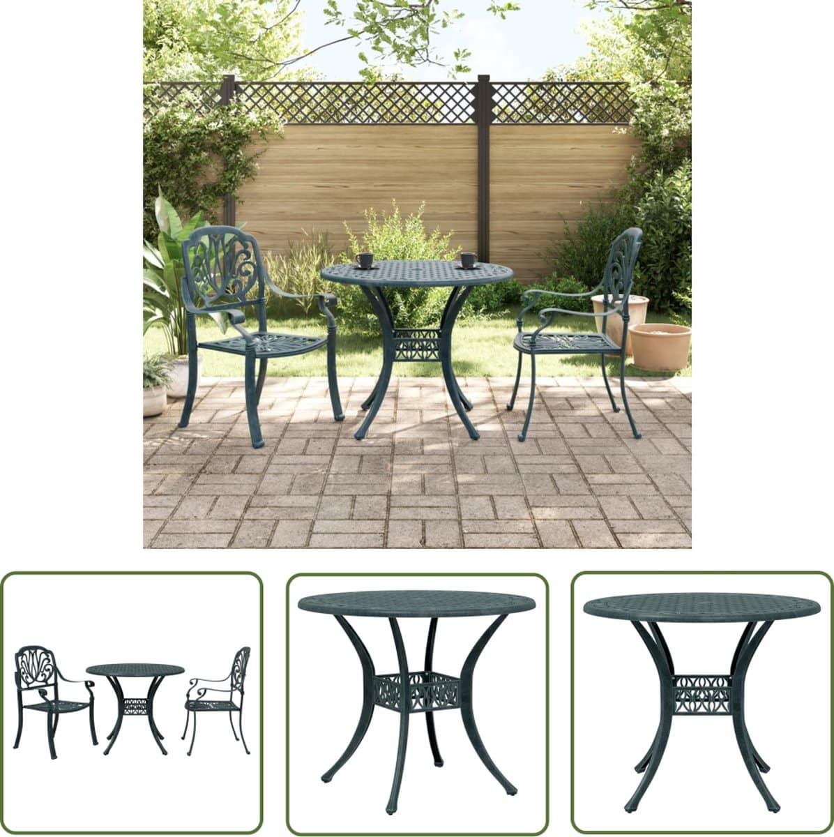 the living store 3 delige bistroset gietaluminium groen bistroset