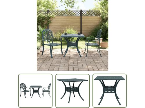 The Living Store 3-delige Bistroset gietaluminium groen - Tuinmeubel
